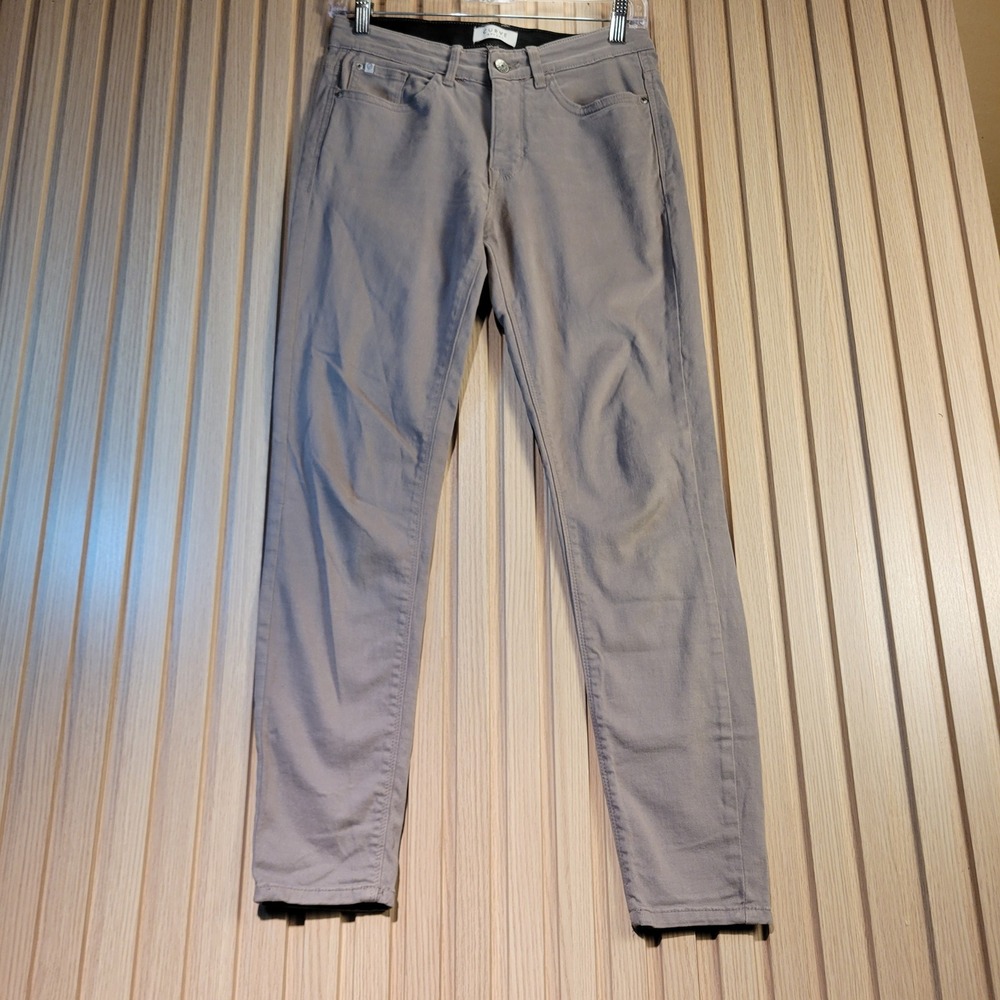 Curve Appeal Womens Skinny Pants Taupe Gray Stretch Elastic Waist Size 2/26